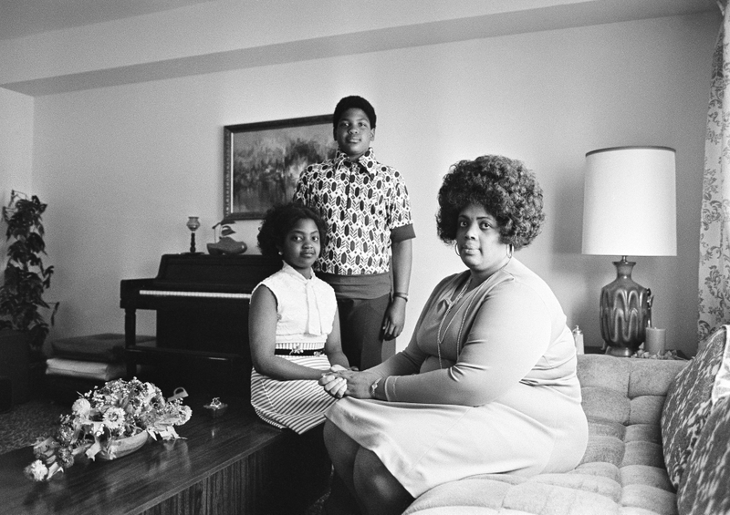 Linda Brown Smith (right) and her two children pose in their Topeka, Kan., home on April 30, 1974.